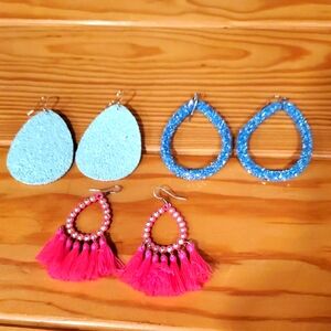 Set of Colorful Earrings 3 Pair